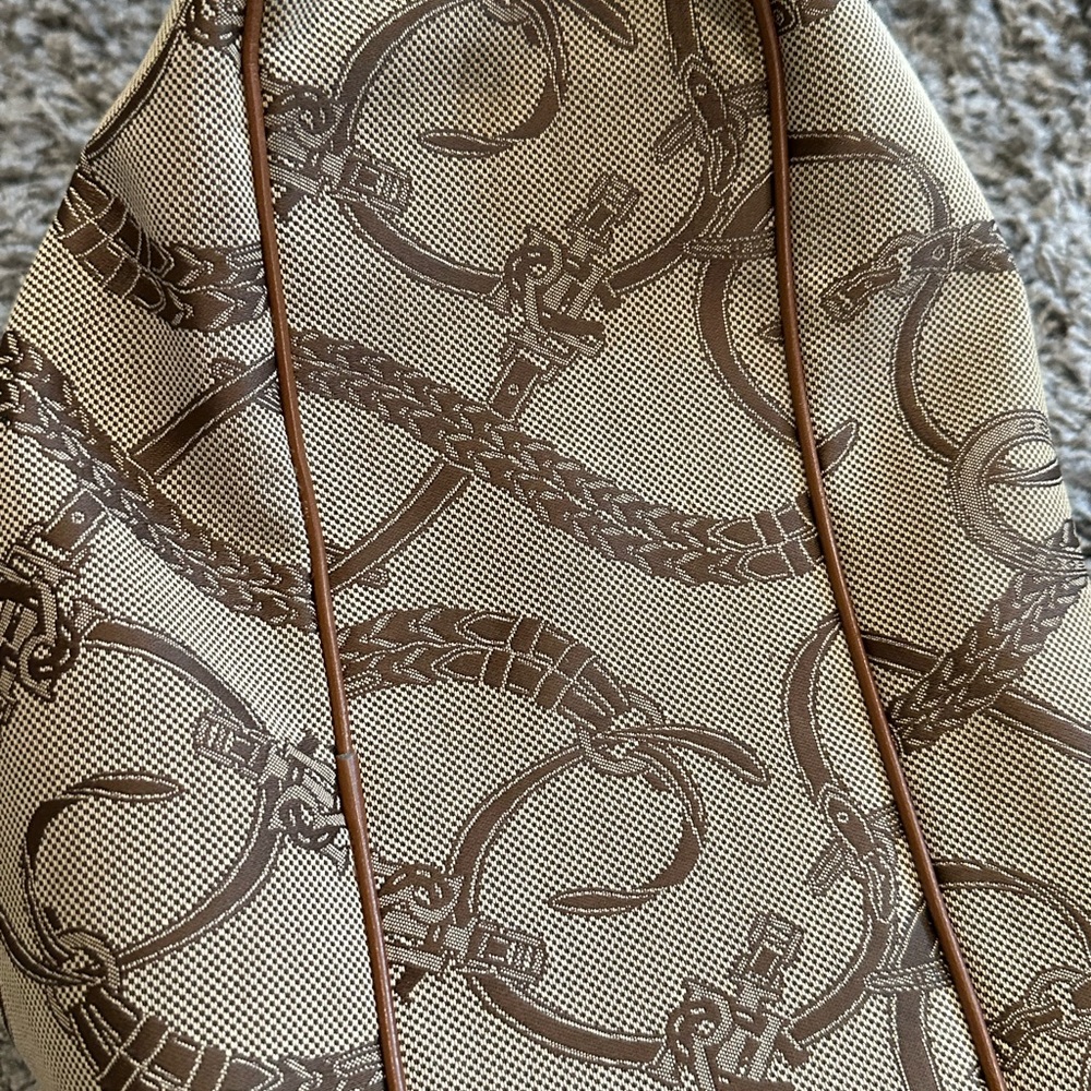 Lauren Ralph Lauren Women’s Brown Leather Trim Equestrian Tote Bag - Picture 14 of 16